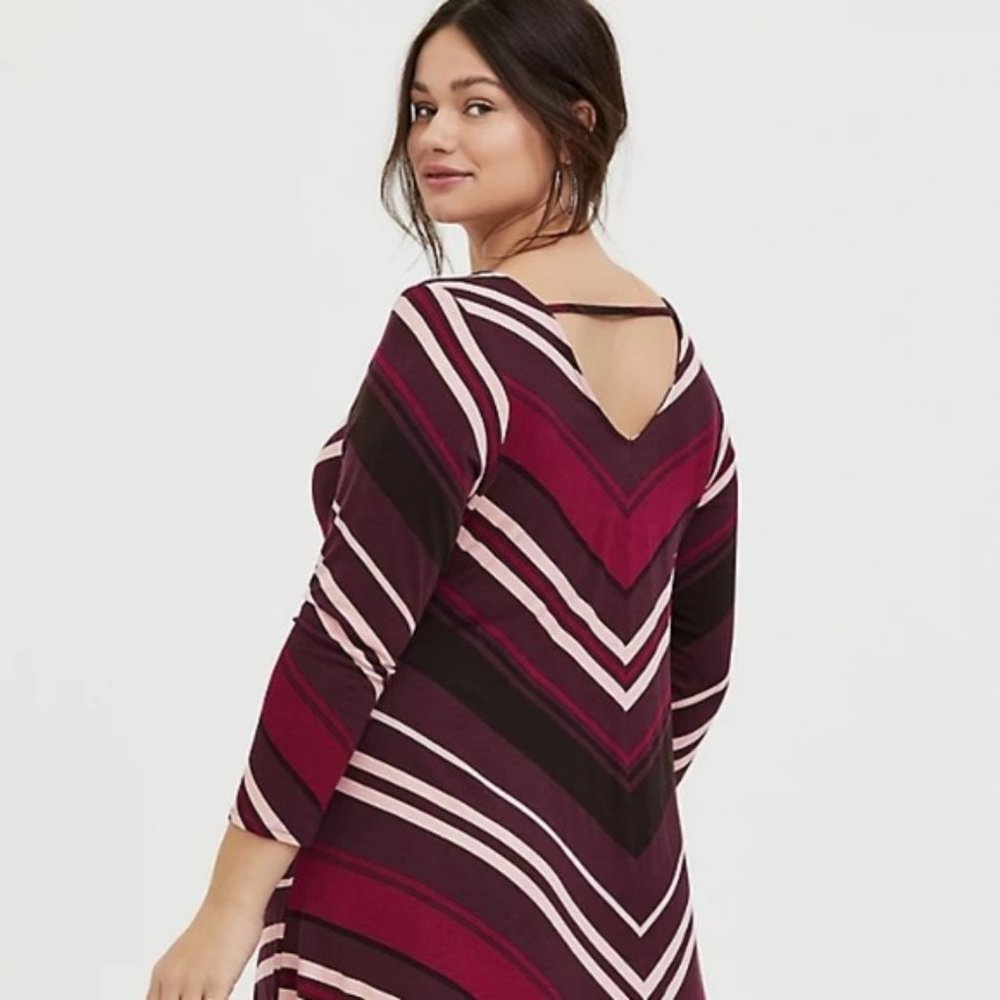 TORRID Red Stripe Trapeze Jersey Dress‎ 1X NWT